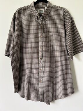 Vintage Northern Elements 100% Cotton Micro Plaid Short Sleeve Button Down Shirt